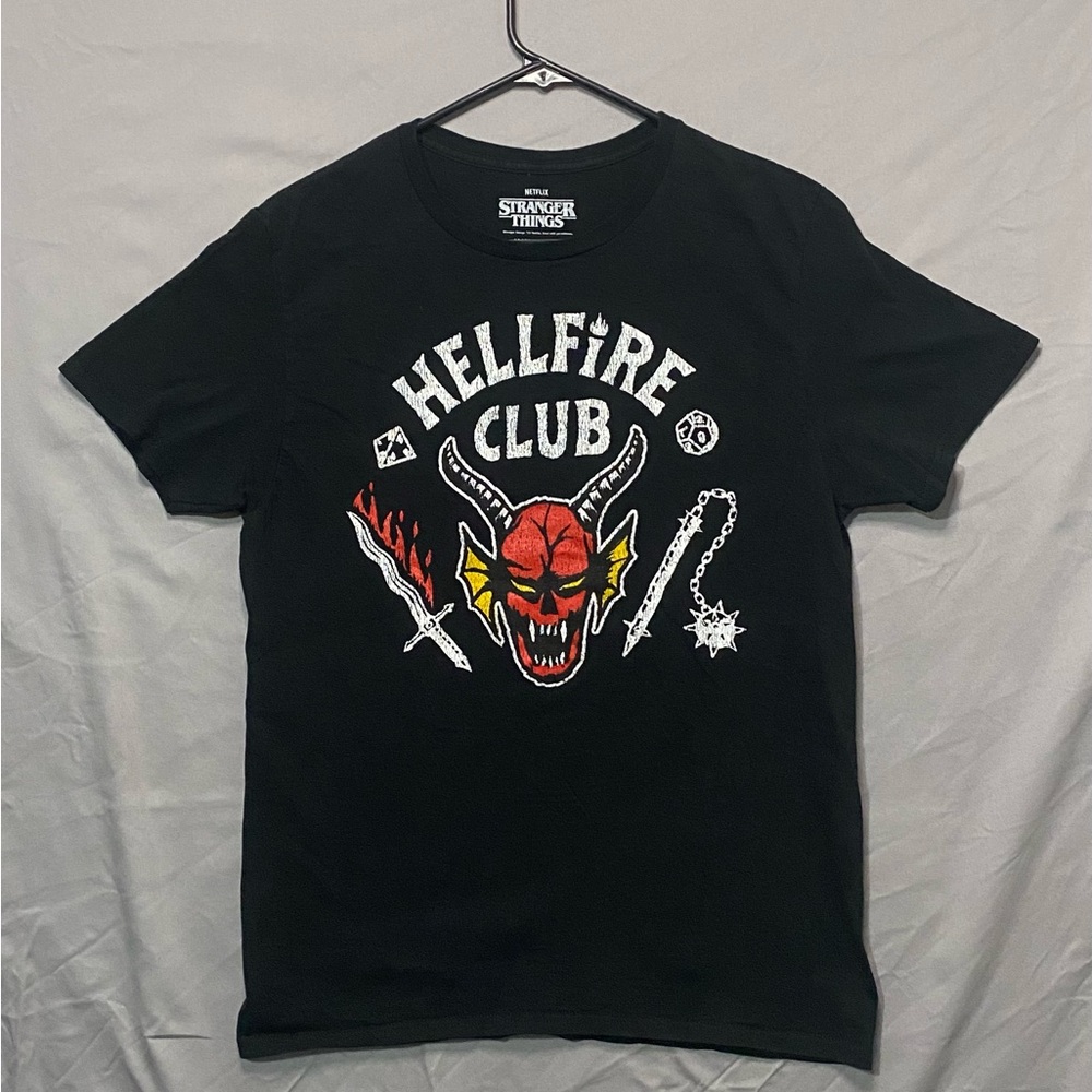 Stranger Things Men's Medium Hellfire Club Black Graphic T-Shirt Size M